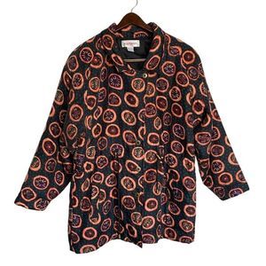 Marguerite Li Jacket Women Large Vintage 100% Silk Multi Color Artsy Floral 90s